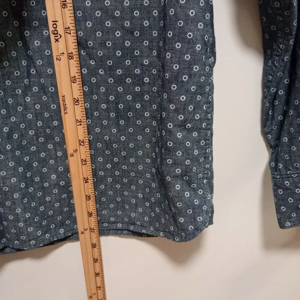 J. Crew Shirt Mens XL  Fit Button Down Long Sleeve Blue Circle Print Shirt
